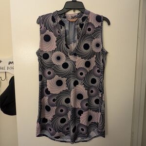3/$10 SJS Pink & Blue Swirl Print Sleeveless V-Neck Top
